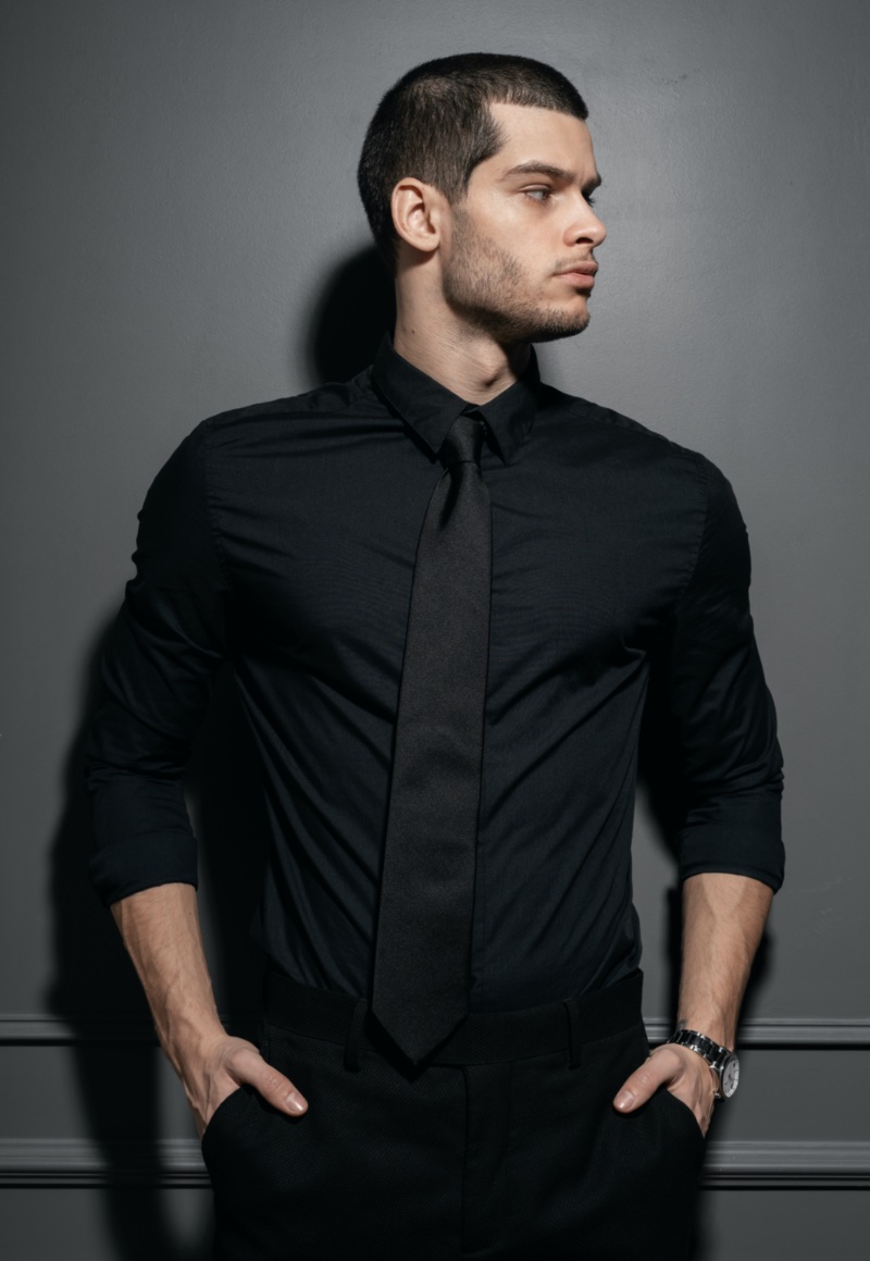 Funeral Attire Men Black Shirt Tie