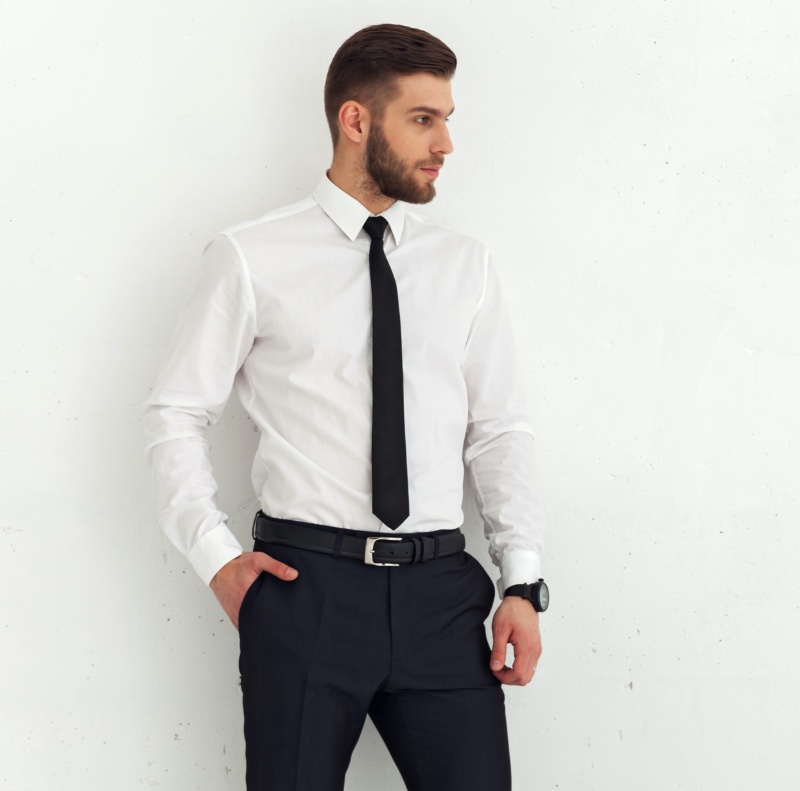 Funeral Attire Men White Shirt Black Tie Trousers