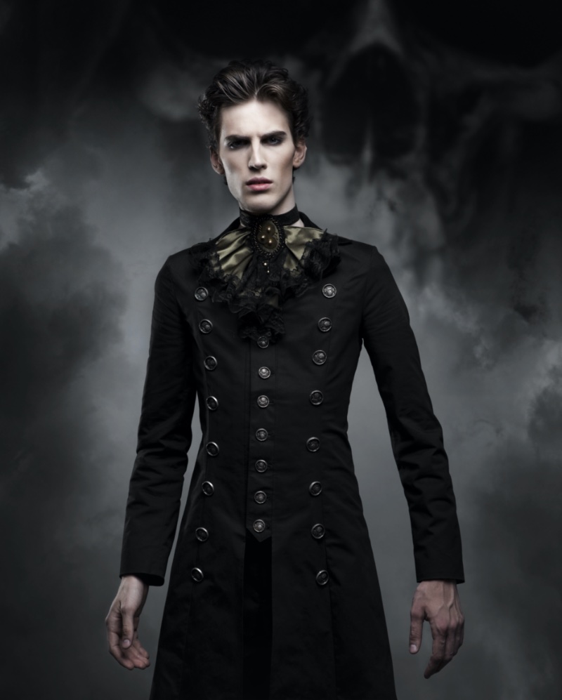 Gothic Style Men Coat Pale Makeup