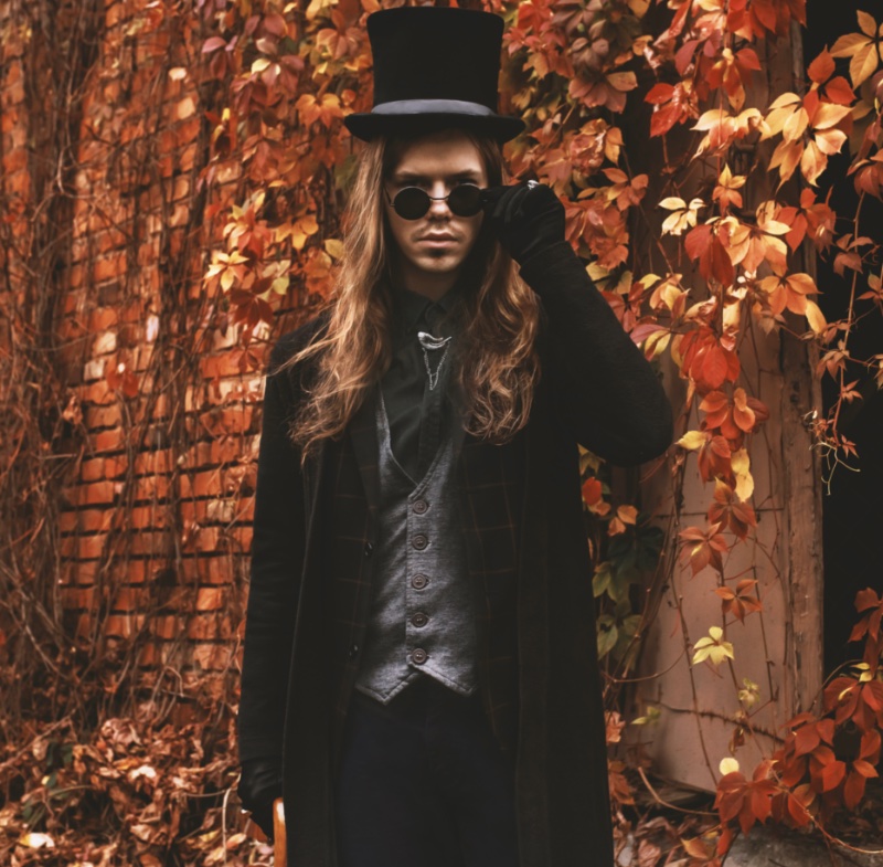 Gothic Style Men Top Hat Round Sunglasses