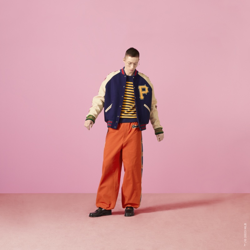 Gucci represents for the Pittsburgh Pirates with its stylish varsity jacket from the Gucci MLB capsule collection. » Gucci MLB Capsule: A Winning Collaboration Gucci represents for the Pittsburgh Pirates with its stylish varsity jacket from the Gucci MLB capsule collection.