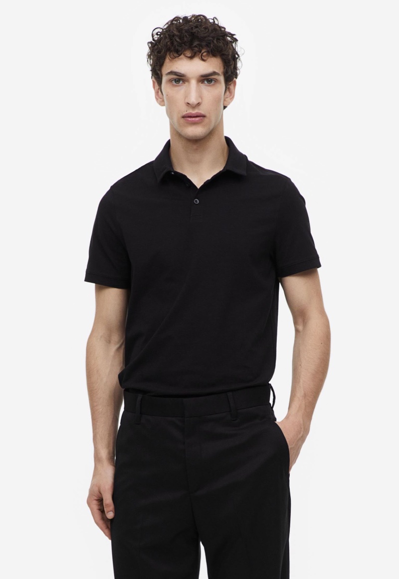 HM Slim Fit Polo Shirt Black