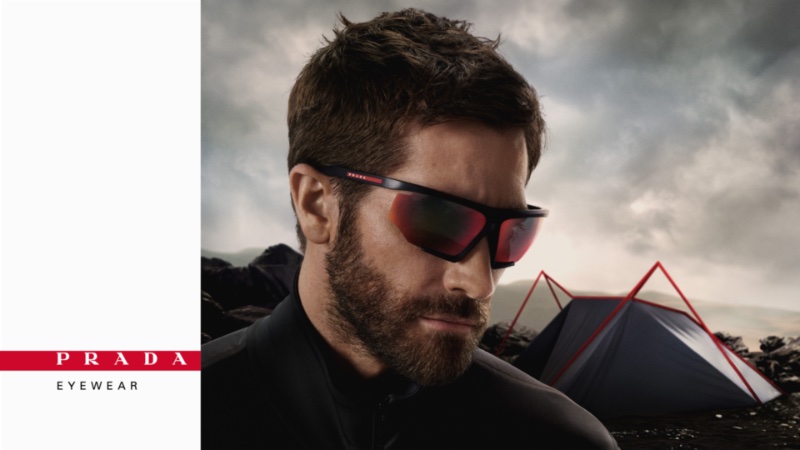 Actor Jake Gyllenhaal fronts Prada Linea Rossa's spring-summer 2023 eyewear campaign, wearing the brand's PS 07YS sunglasses.