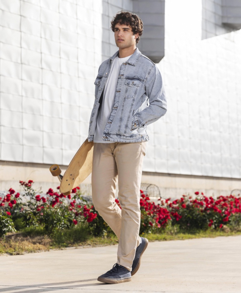 Khaki Pants Men Denim Jacket