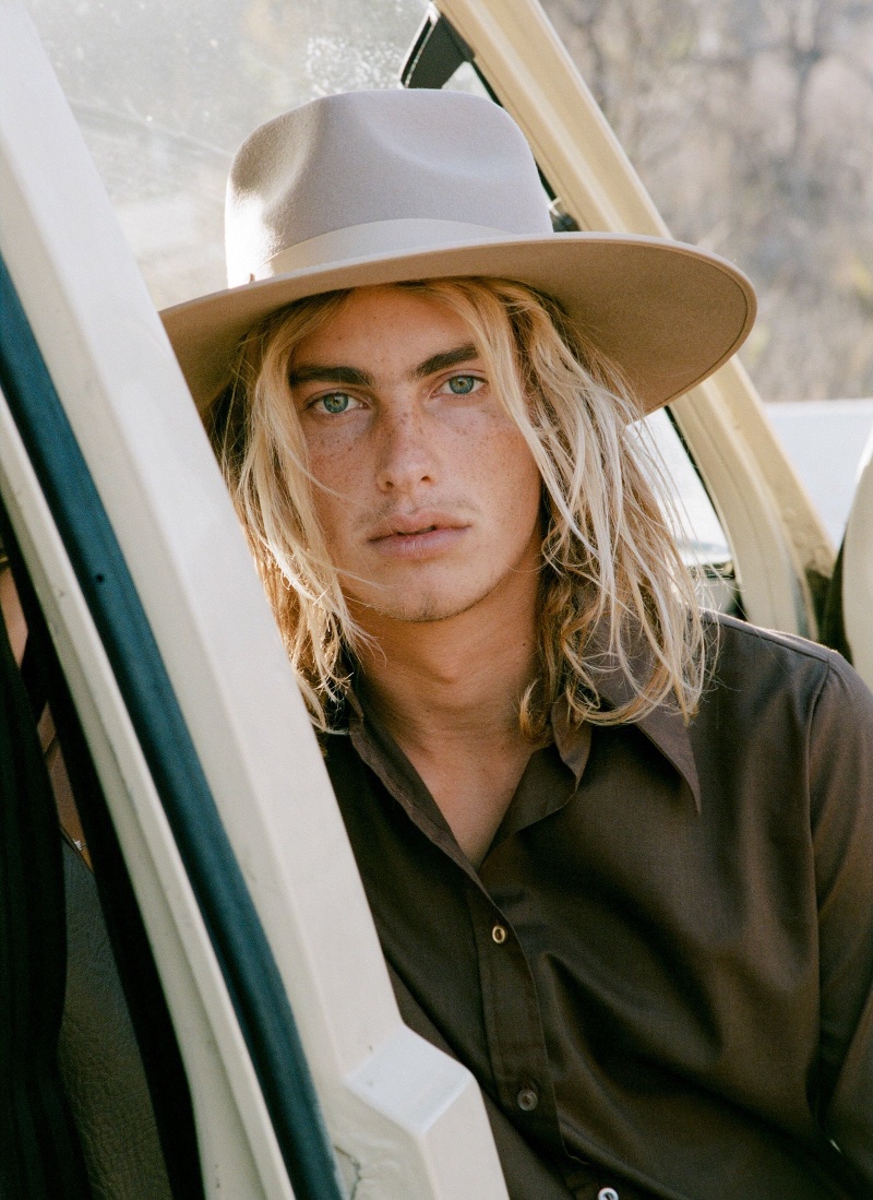 Model Lucas Ucedo dons Lack of Color's Zulu Rancher fedora. 