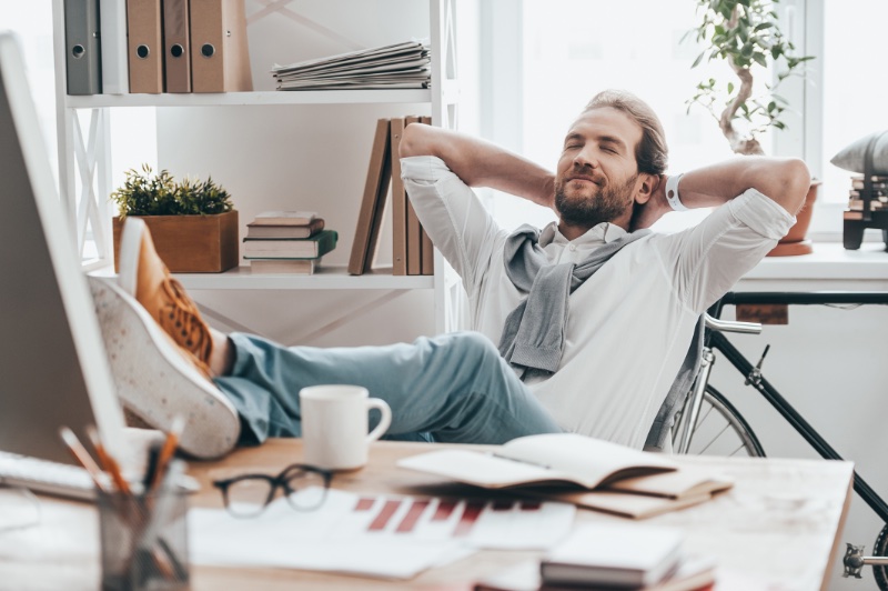 Man Relaxing Office