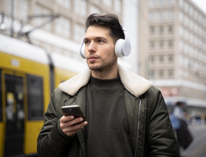 Man White Headphones