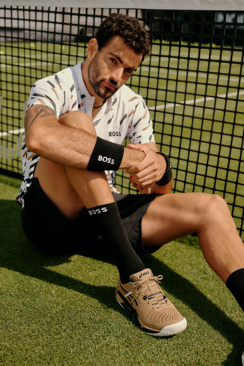 Italian tennis player Matteo Berrettini wears a fresh look from his new BOSS capsule collection. 