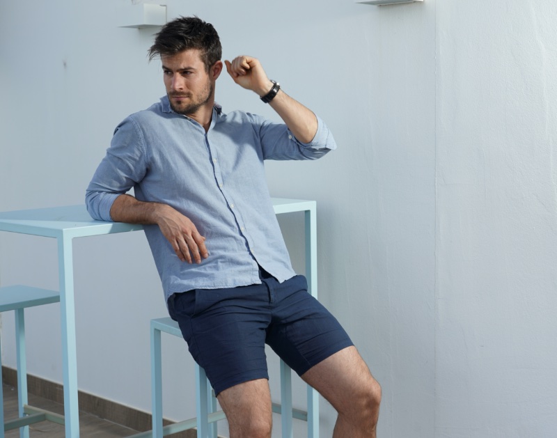 Mens Shorts Outfits Button-Down Shirt