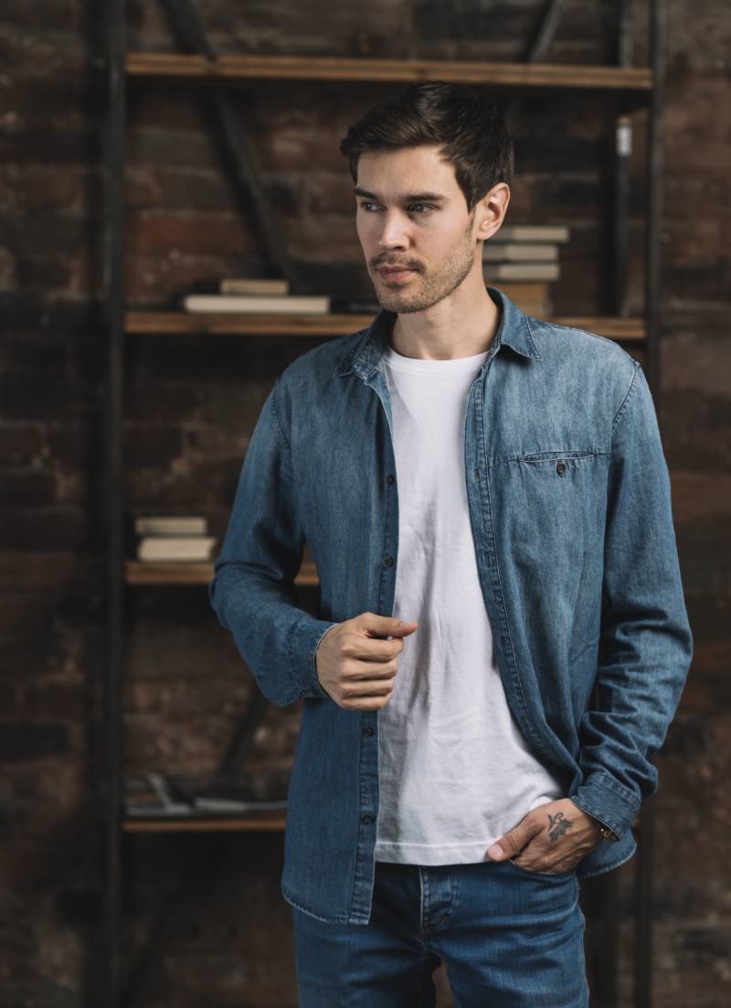 Minimalist Wardrobe Men Lifestyle Denim Shirt Jeans