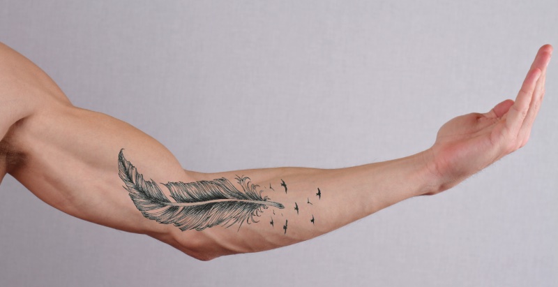 Tattoo Ideas for Men Feather Tattoo Arm
