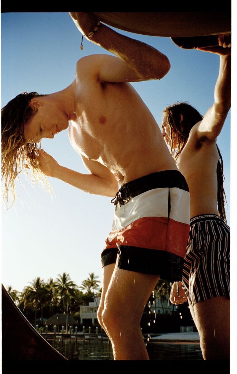 Sporting swimwear, Luke Champion and Solly Wilson appear in Tommy Hilfiger's summer 2023 campaign.