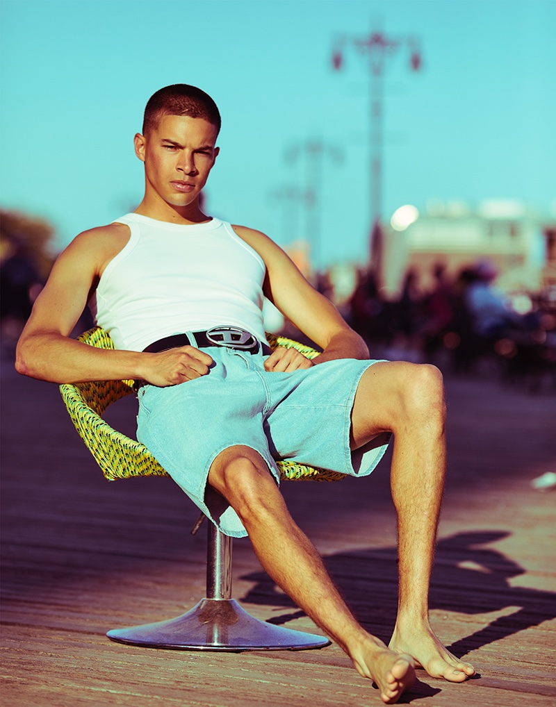 Tony wears tank Calvin Klein, belt and denim shorts Diesel. » Modern Nostalgia: Tony Rodriguez Sports Fresh Summer Style Tony wears tank Calvin Klein, belt and denim shorts Diesel.