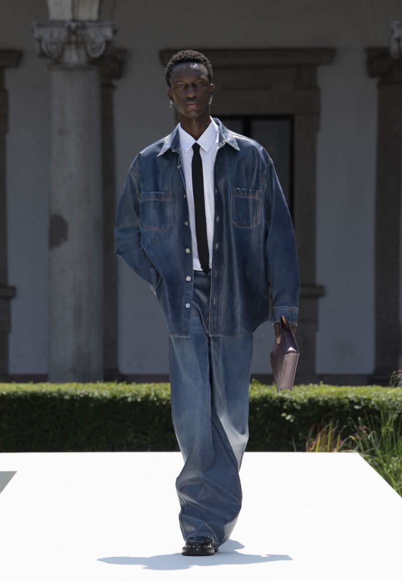 Valentino offers its unique designer take on double denim as part of its spring-summer 2024 collection.
