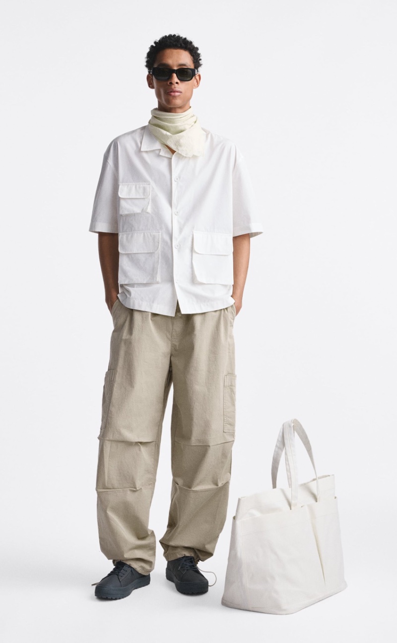 Zara Cargo Parachute Pants