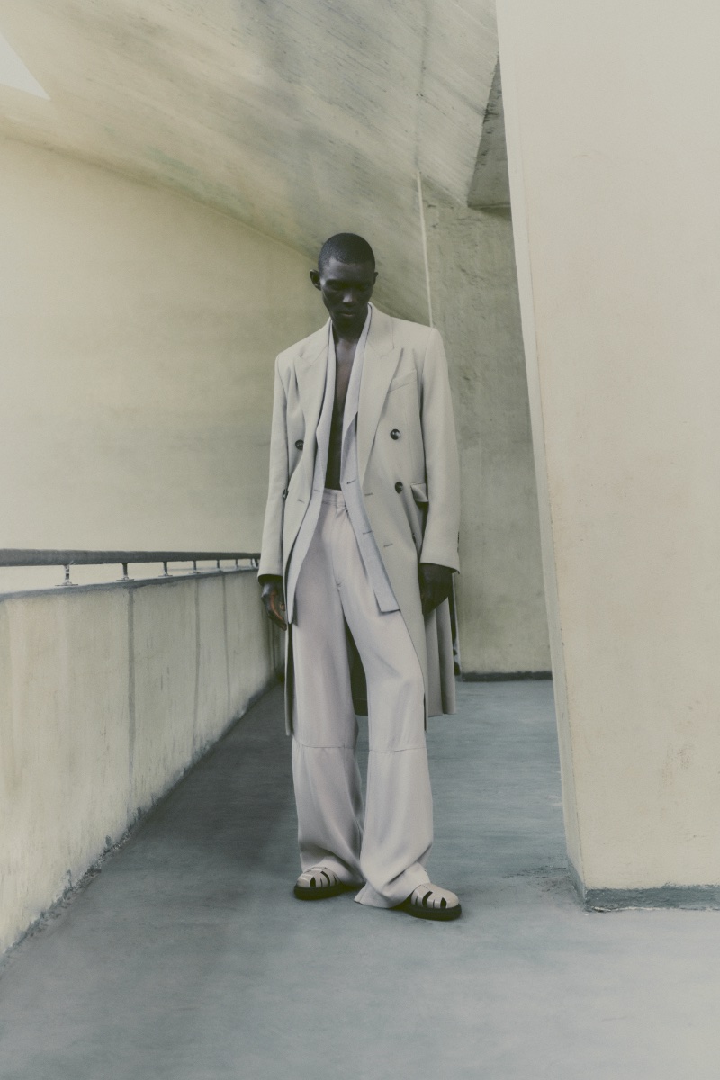 Fernando Cabral wears relaxed tailoring from AMI's spring-summer 2024 collection.