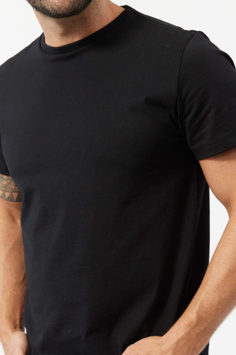 Ash & Erie Pima Cotton Crew Neck Tee Black Details