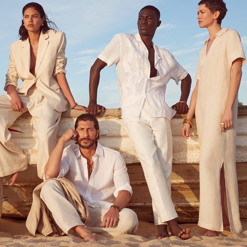 Banana Republic embraces light-colored neutrals for its summer 2023 campaign. 