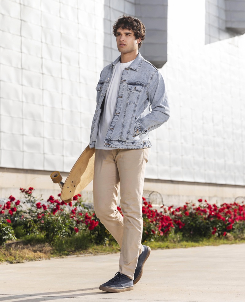 Casual Dress Men Jean Jacket Chinos