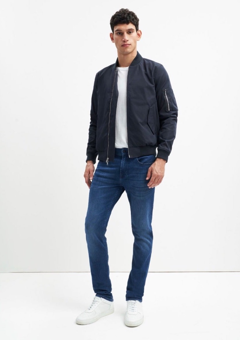 Casual Dress Men Jeans Bomber Jacket Outfit