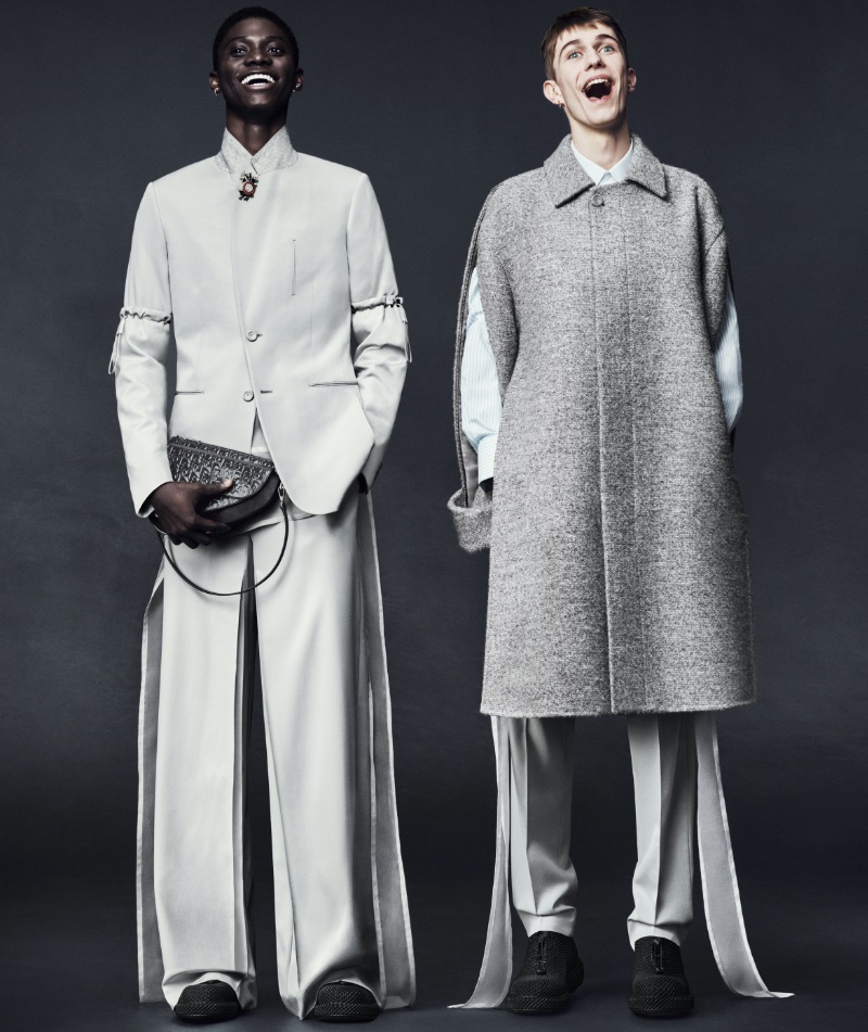 Models Awwal Adeoti and Emile Danckaert come together for Dior Men's fall-winter 2023 campaign. 