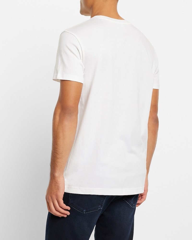 Express Crewneck Perfect Pima Cotton T-Shirt Bright White Back