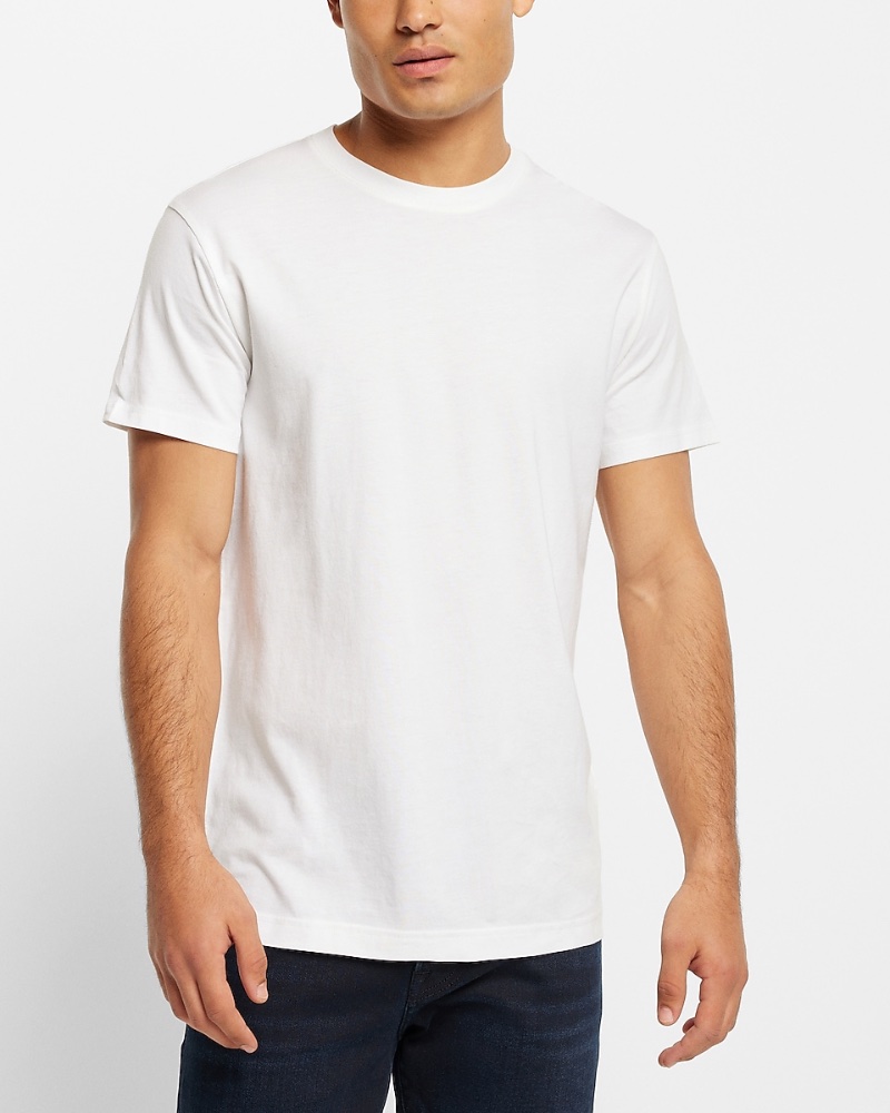 Express Crewneck Perfect Pima Cotton T-Shirt Bright White