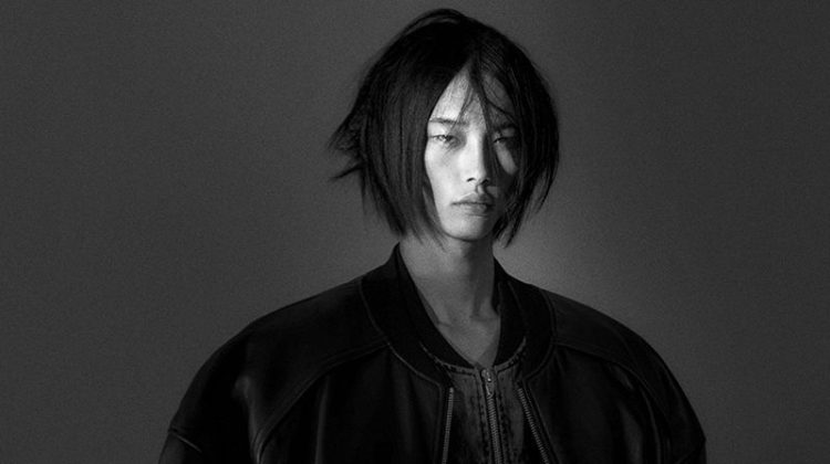 Rocking a leather bomber jacket over denim, Taemin Park stars in Juun.J's fall-winter 2023 campaign.