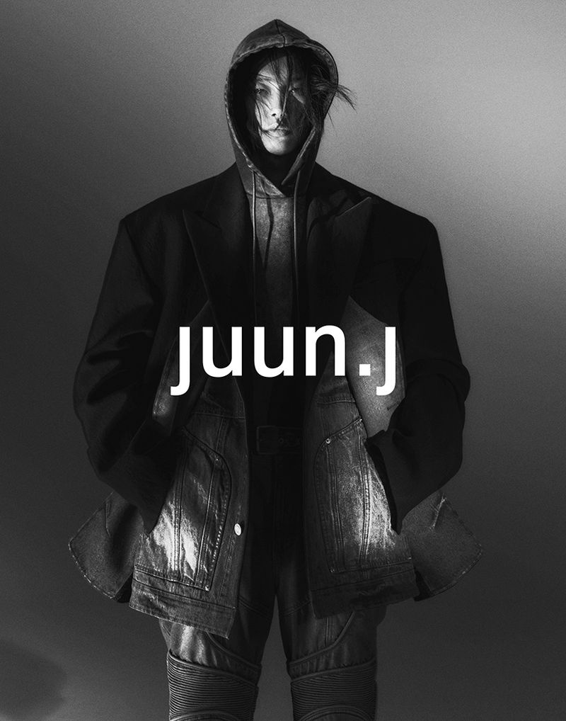 Tailoring and casual denim come together for Juun.J's fall-winter 2023 campaign starring Taemin Park.