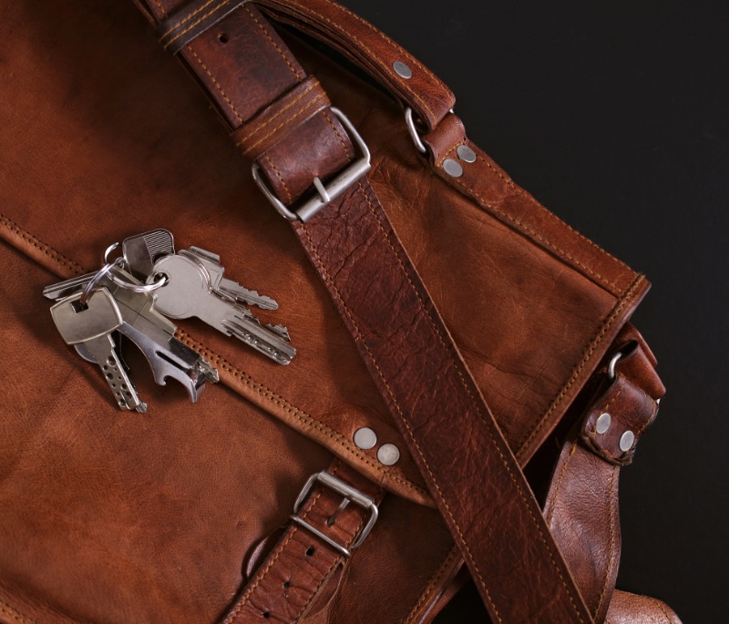 Leather Briefcase Closeup Men
