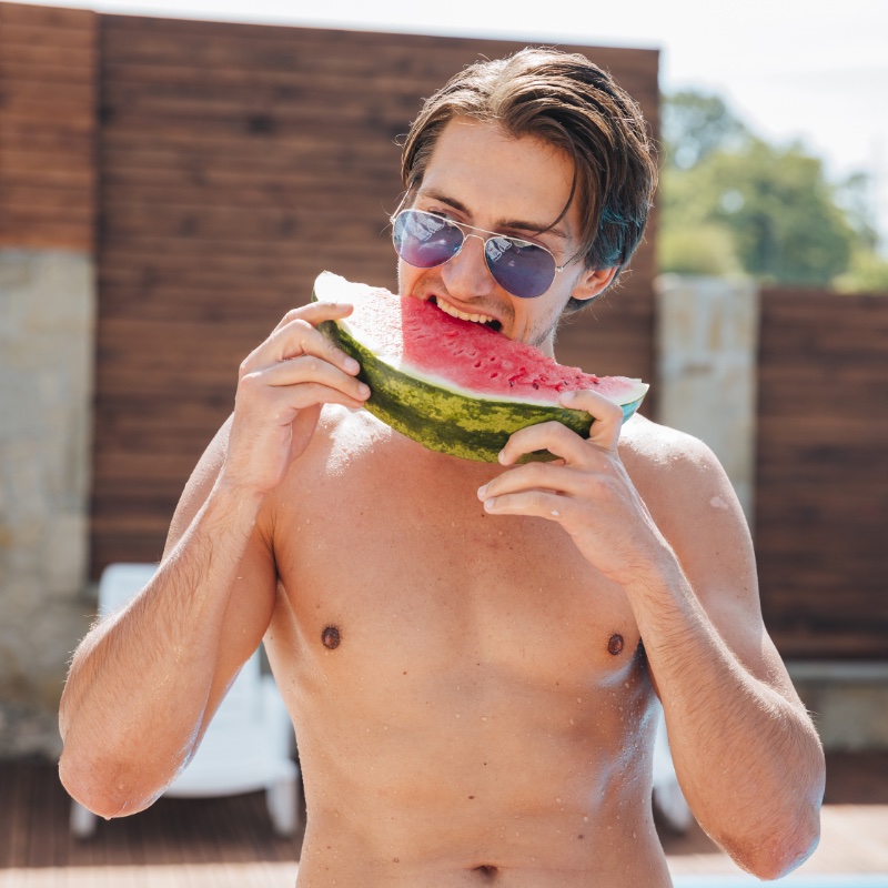 Man Eating Watermelon