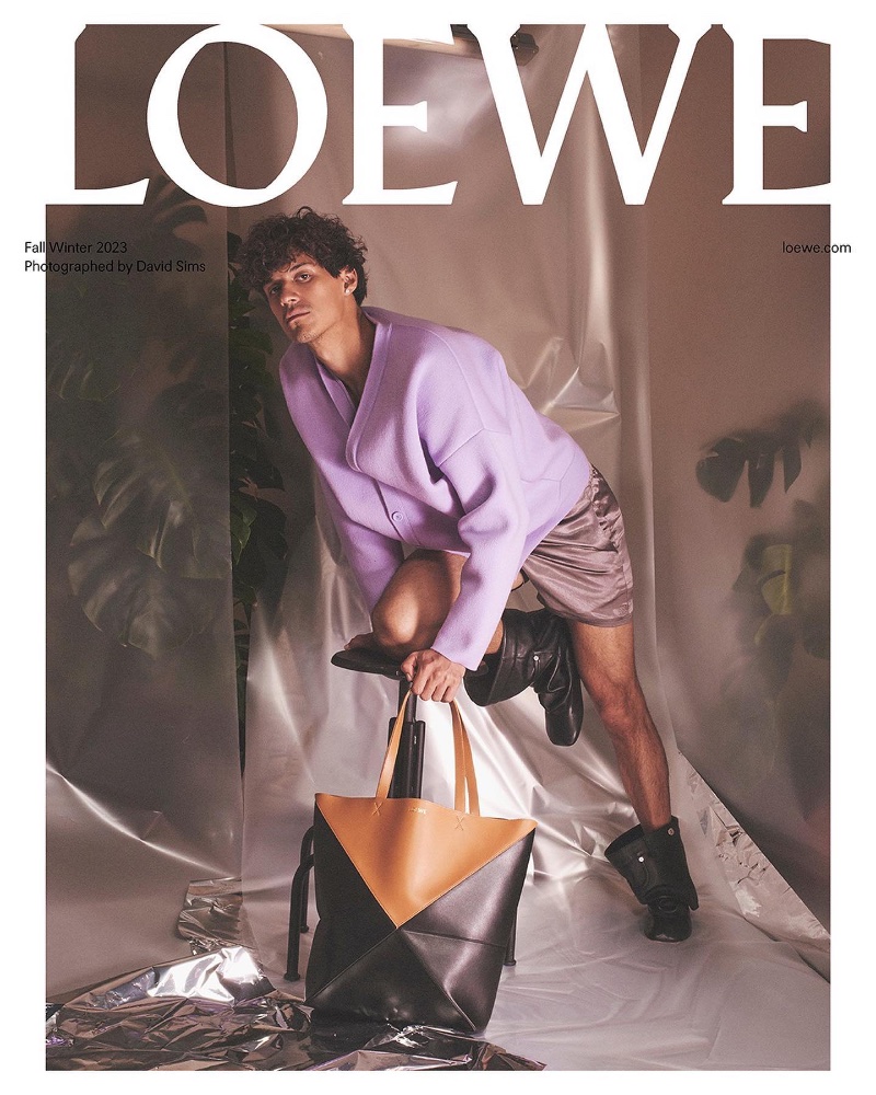 Omar Apollo appears in Loewe's fall-winter 2023 campaign. 