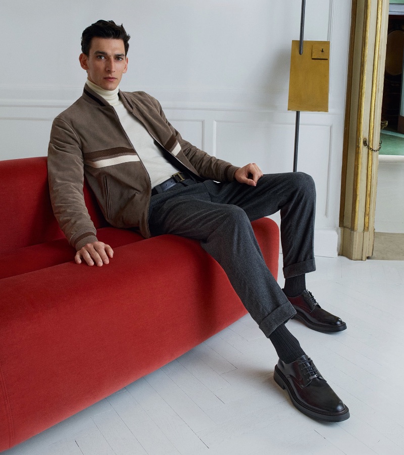 French model Thibaud Charon appears in Tod's pre-fall 2023 campaign.