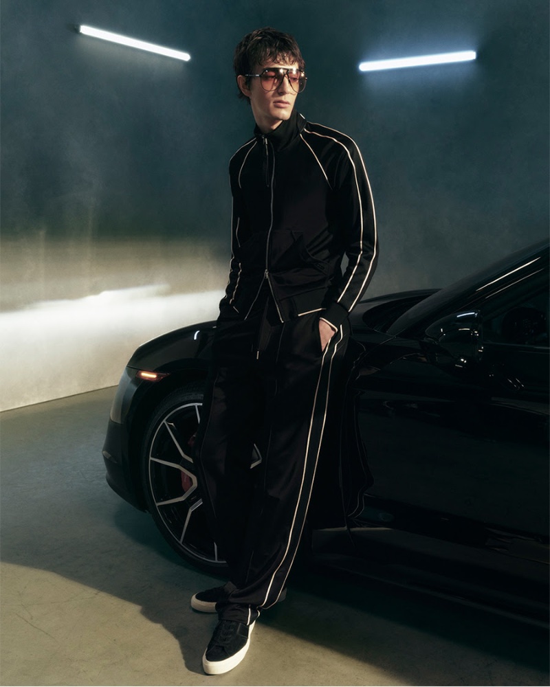 Gena Malinin sports a Tom Ford tracksuit. 