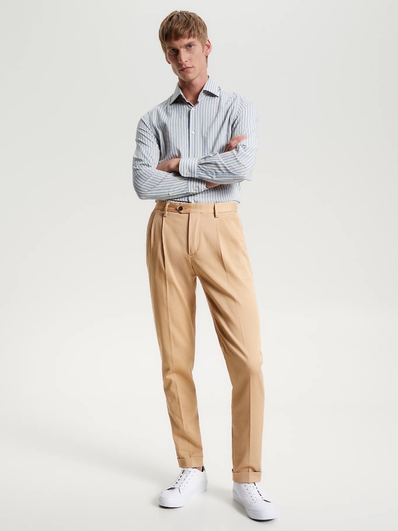 Tommy Hilfiger Hampton Luxe Gabardine Turn-Up Tapered Trousers