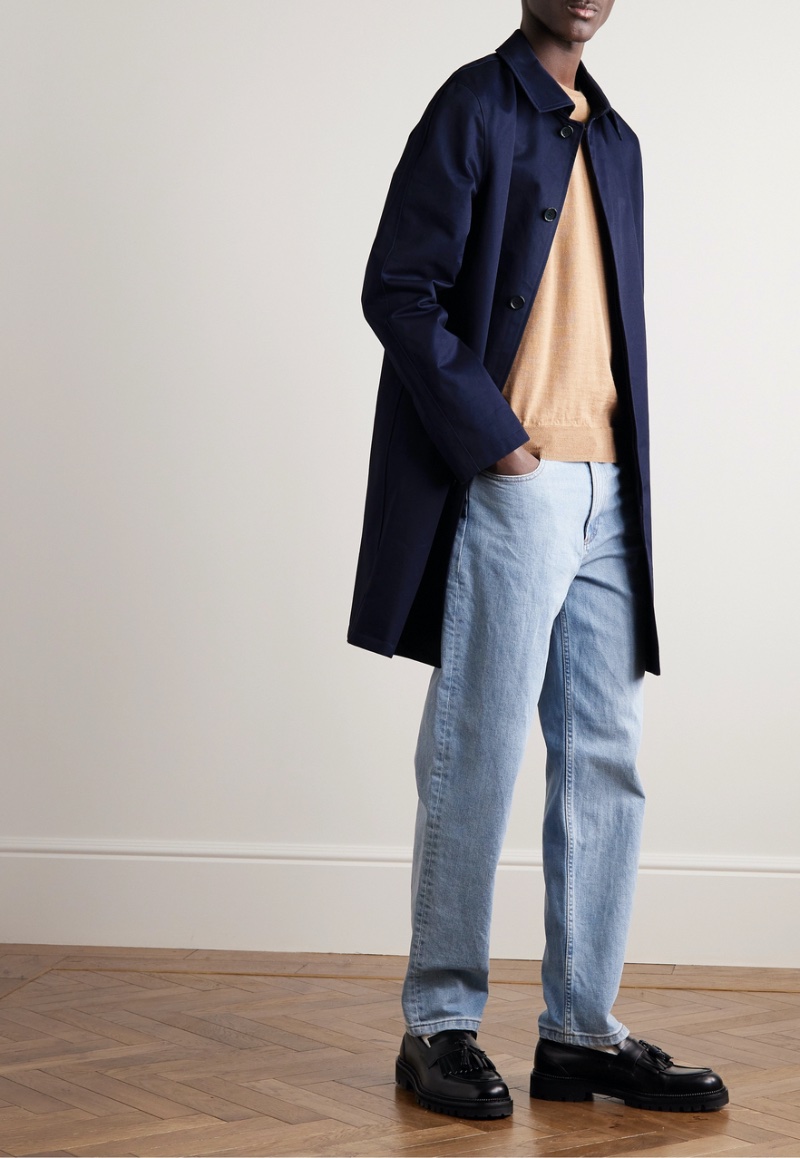 Trench Coat Styles APC Cotton Gabardine Trench Coat Navy