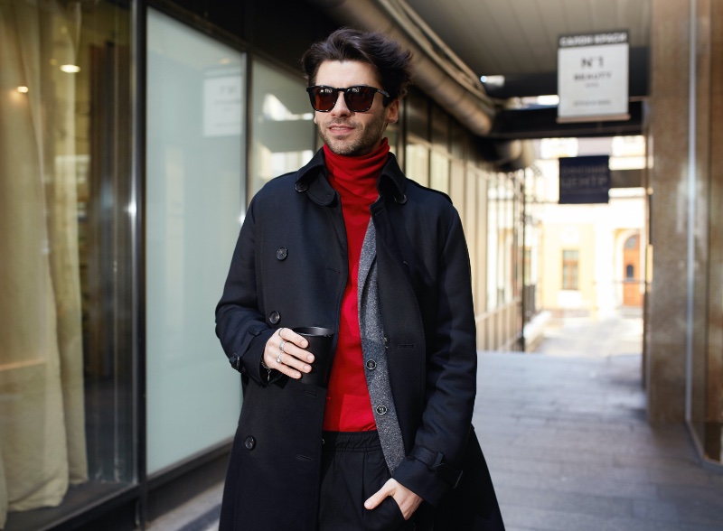 Trench Coat Styles Black Trench Red Turtleneck