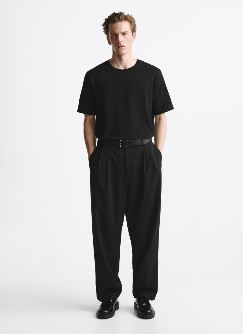 Mens Fashion Punk Double Belt Black Wide leg pants Youth Casual Loose Suit  Pant | eBay
