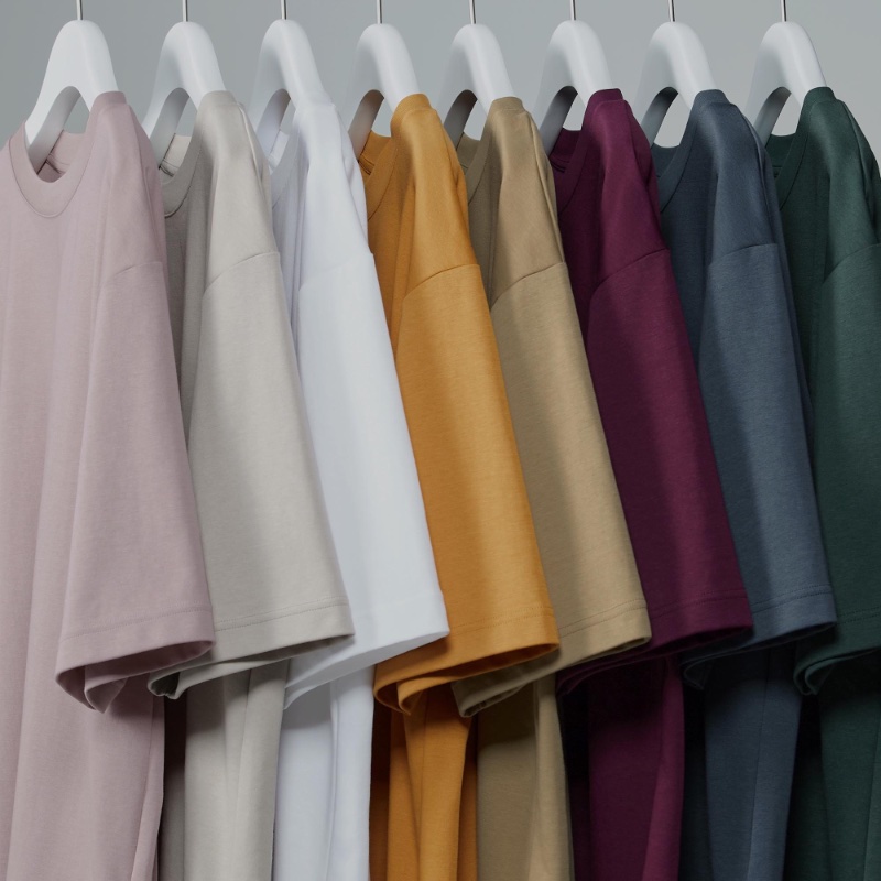 UNIQLO U AIRism Cotton Oversized Crew Neck Half-Sleeve T-Shirt Colors