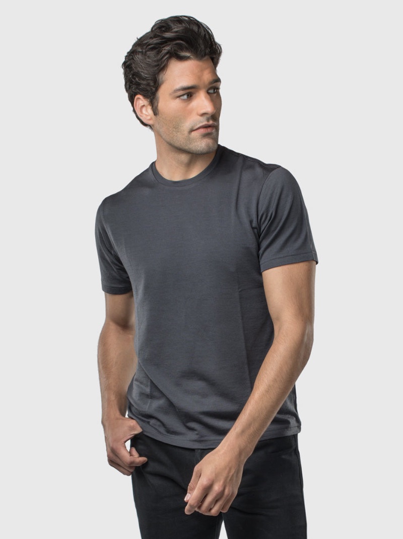 Unbound Merino Merino Wool Crew Neck T-Shirt Charcoal