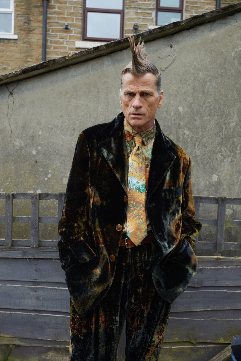 Top model Mark Vanderloo rocks a mohawk for Vivienne Westwood's fall-winter 2023 campaign.