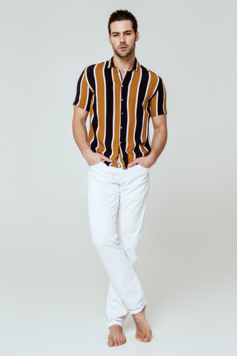 White Pants Outfit Striped Shirt