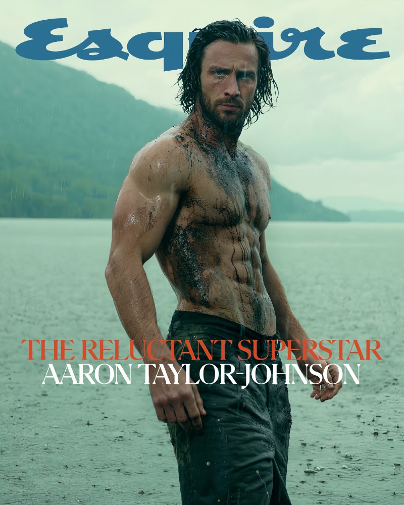 Aaron Taylor-Johnson goes shirtless for the September 2023 cover of Esquire. 
