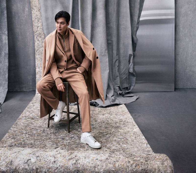 Lee Minho dons camel hues for BOSS' fall-winter 2023 campaign. 
