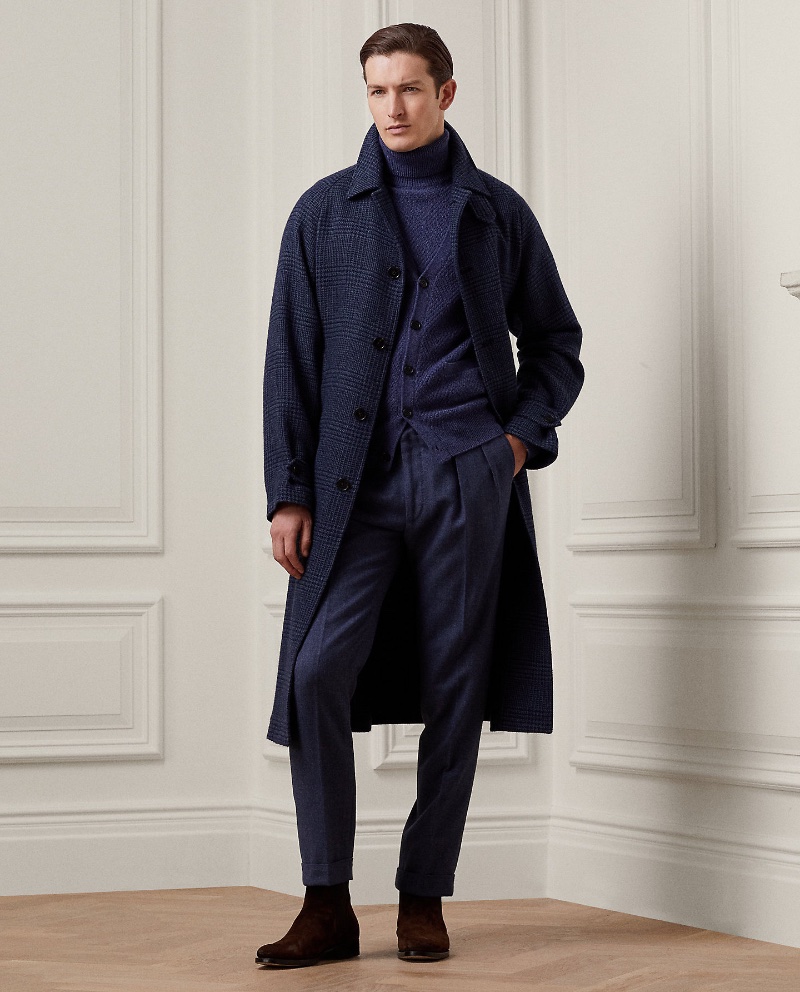 Balmacaan Coat Men Ralph Lauren Purple Label