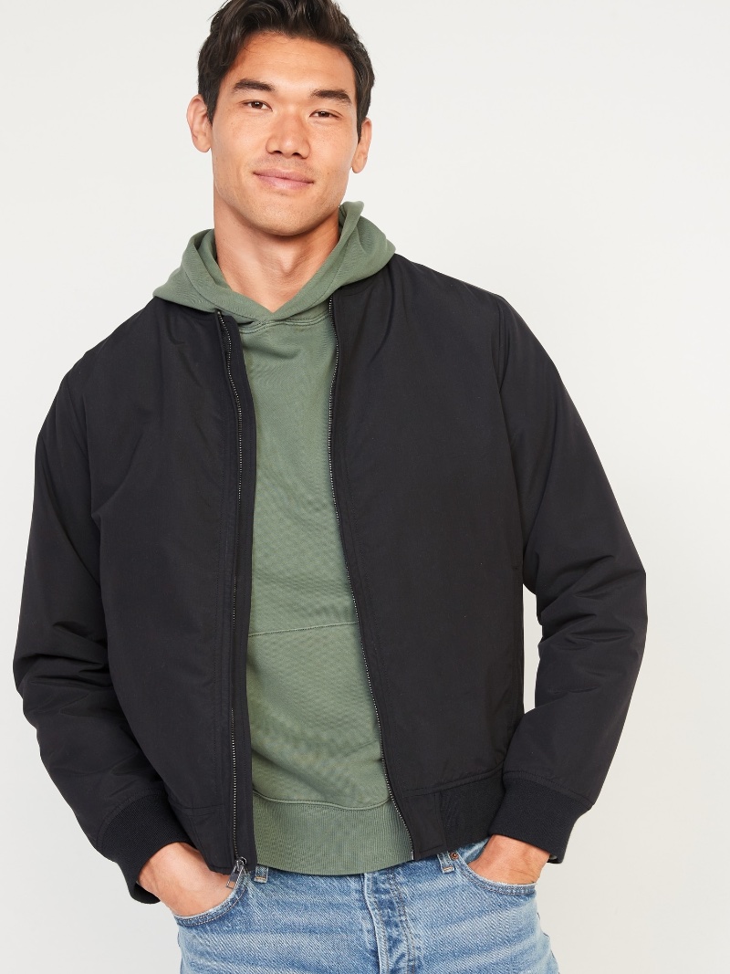 Black Bomber Jacket Men Hoodie Old Navy