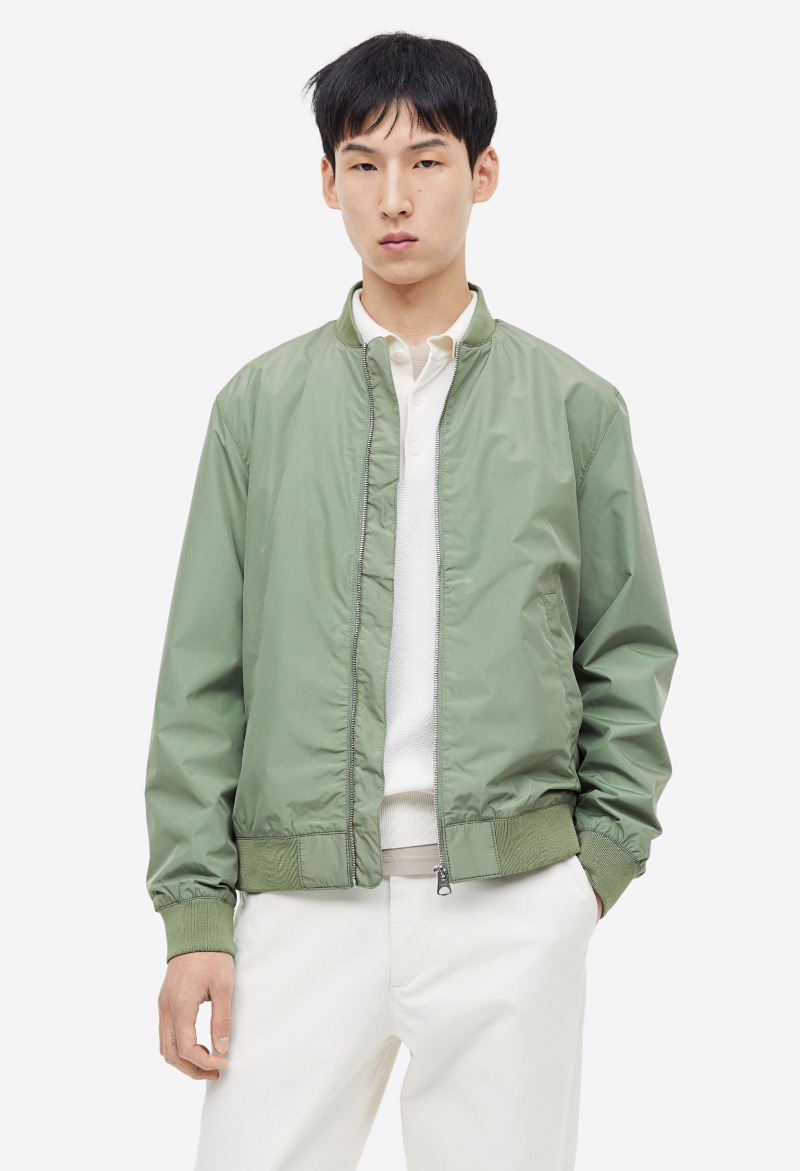 Bomber Jacket Men H&M Khaki Green