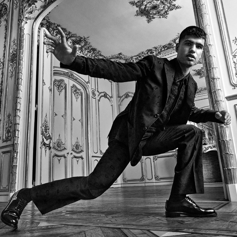 Carlos Alcaraz wears monogram tailoring for the Louis Vuitton New Formal collection campaign. » Carlos Alcaraz for Louis Vuitton Campaign: The New Formal Carlos Alcaraz wears monogram tailoring for the Louis Vuitton New Formal collection campaign.