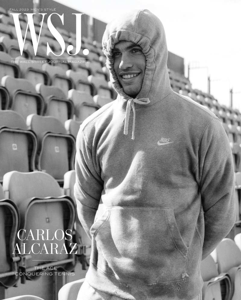 Carlos Alcaraz sports a Nike hoodie for the cover of WSJ. magazine.