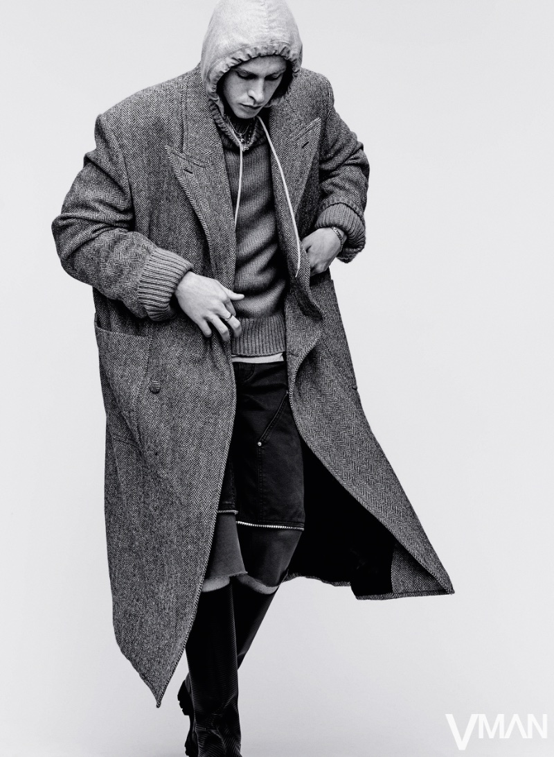 Harris Dickinson Coat VMAN Photoshoot 2023